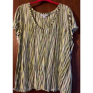 Liz Claiborne Woman Green & White Short Sleeve Shirt 3x